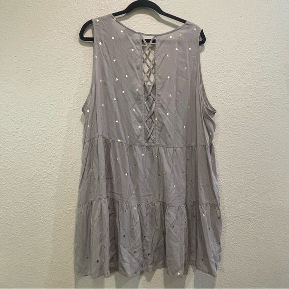 TORRID TAUPE HEARTS CHALLIS LATTICE BACK SLEEVELESS TUNIC TANK 3X - Picture 8 of 10
